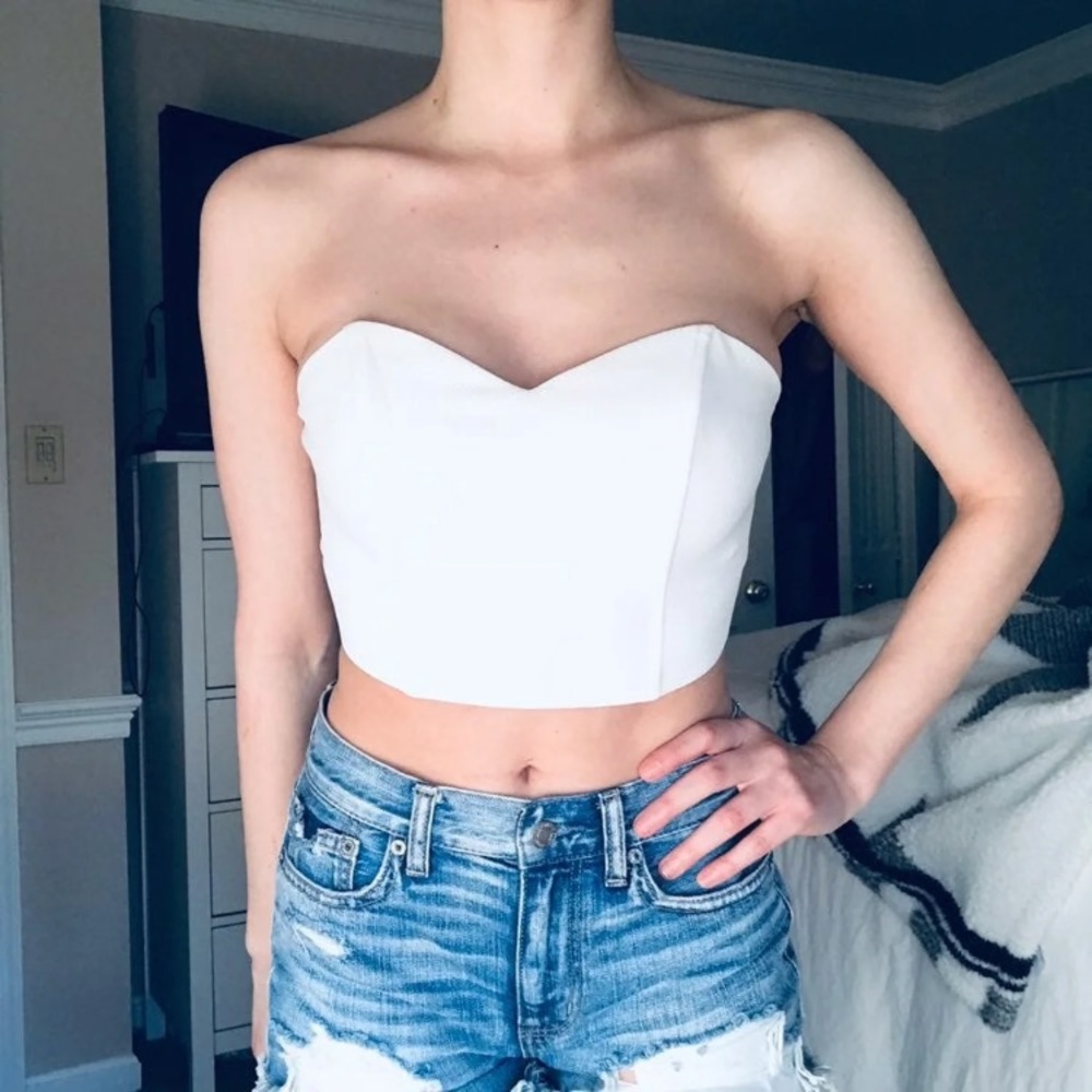 Strapless Sweetheart White Crop Top